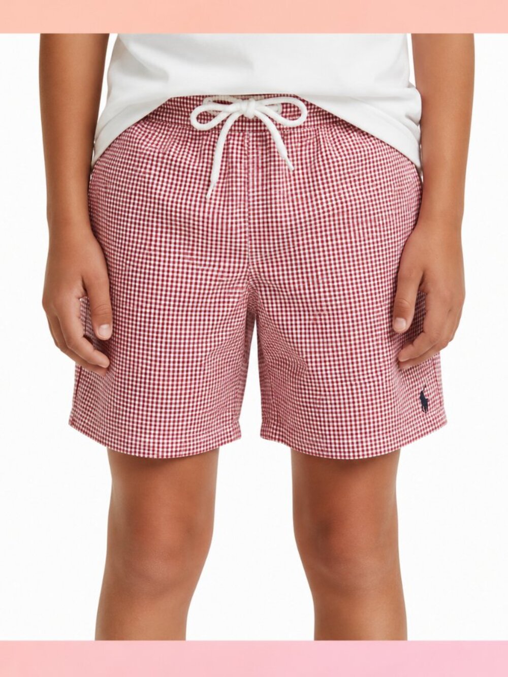 Ralph Lauren Red & White Gingham Drawstring Shorts